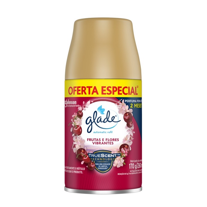 Desodorizador 260Ml Glade AutomaticSpray Refil Frutas e FloresVibr. OF.Esp Johnson