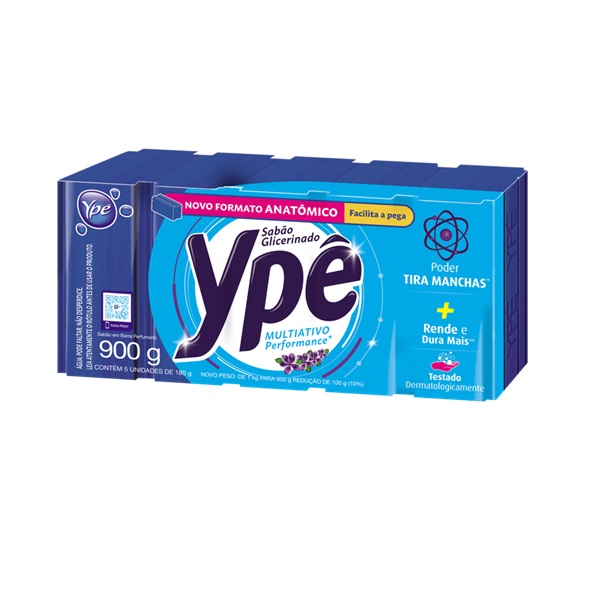 Sabão De Glicerina Multiativo Azul Com 5 UN De 180g Cada Ypê