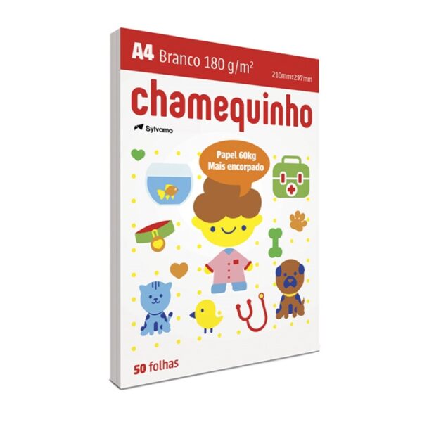 Papel Chamequinho 210X297 180G Branco C/50Fls