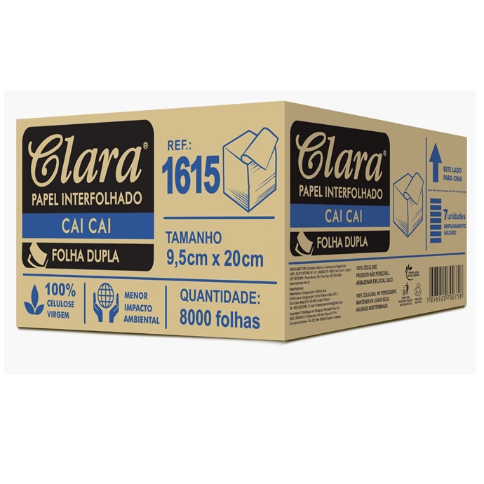 Papel Higiênico Interfolhado CaiCai Folha Dupla 8000Fls. Premium Clara