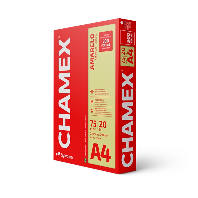 Papel Chamex 210X297 75G Amarelo C/500Fls