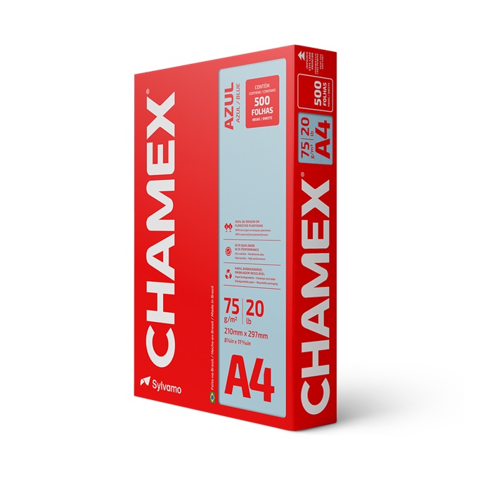 Papel Chamex 210X297 75G Azul C/500Fls