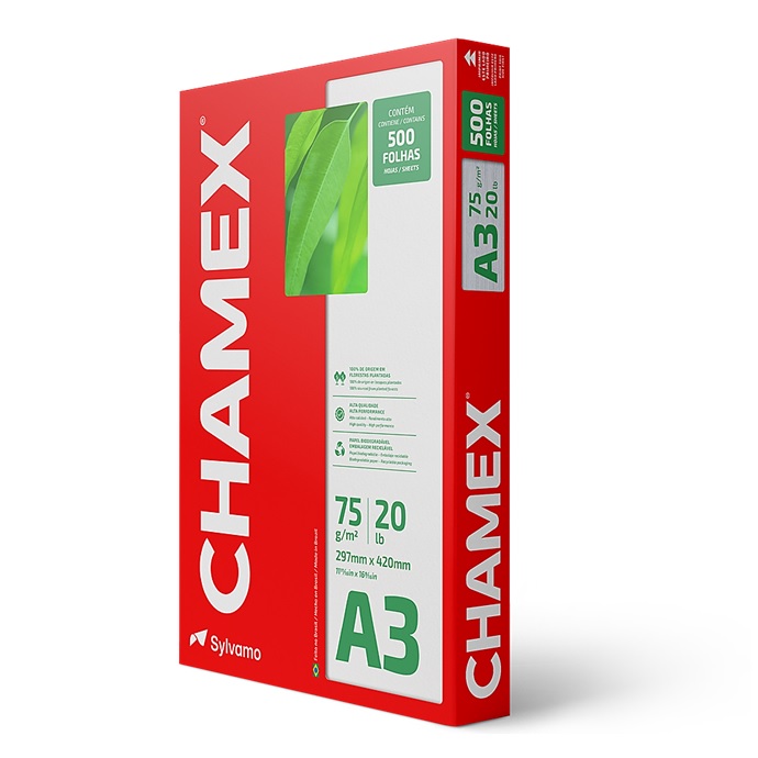 Papel Chamex 297X420 75G Branco A3 C/500Fls