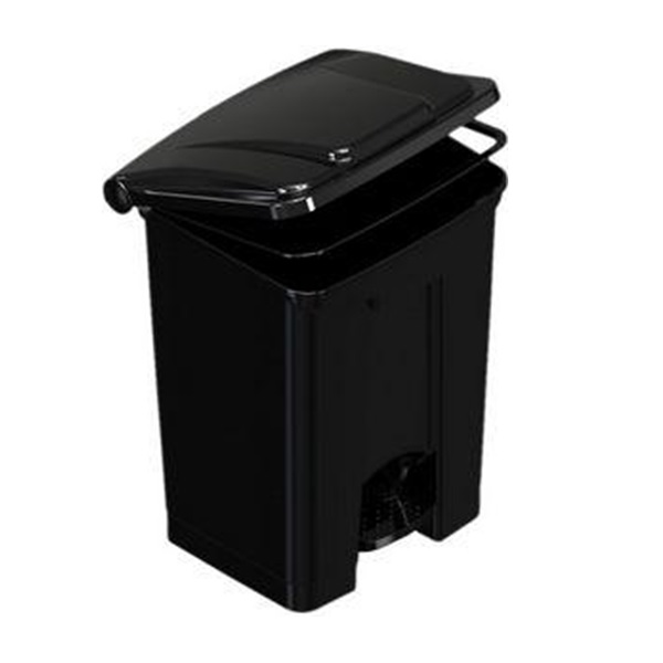 Lixeira 50L Plástica Com Pedal Preta Polwax Ref. 50Lp-Pr1