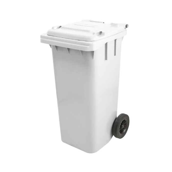 Lixeira 120L C/ Tampa E Rodas 220mm Bralimpia Branco Ref. C120Br