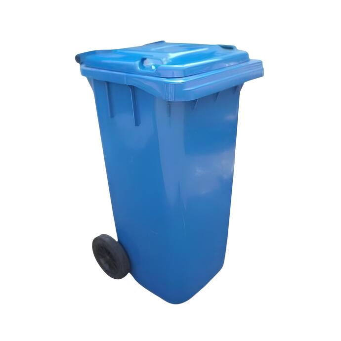 Lixeira 120L Com Tampa E Rodas Azul Bralimpia Ref. C120AZ