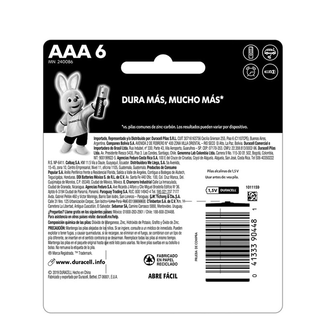 Pilha Palito AAA Alcalina Duracell C/2 Un HCAAA Ref. 5019007 - Image 2