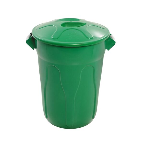 Lixeira 100L Verde Plástico Redonda C/ Tampa JSN