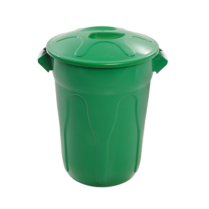 Lixeira 100L Verde Plástico Redonda C/ Tampa JSN