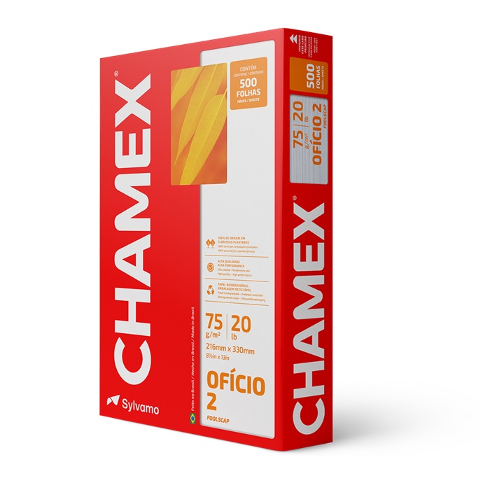 Papel Chamex 216X330 75G Branco Oficio 2 C/500Fls