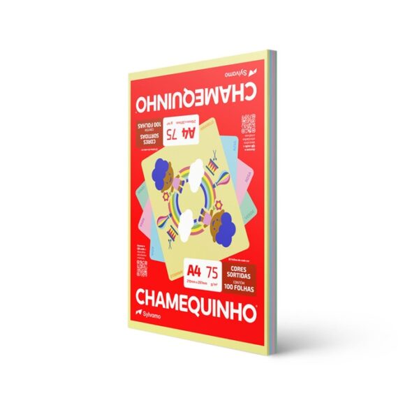 PAPEL CHAMEQUINHO 210X297 75G 4 CORES SORTIDAS C/100FLS