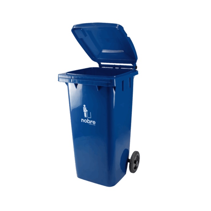 Lixeira 120L Azul C/Rodas (mod. europeu) Plastica Nobre (Coletora) - Image 3