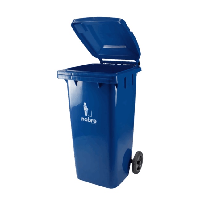 Lixeira 120L Azul C/Rodas (mod. europeu) Plastica Nobre (Coletora)