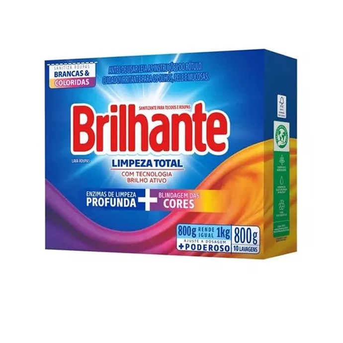 Sabão Em Pó 800g Limpeza Total Brilhante