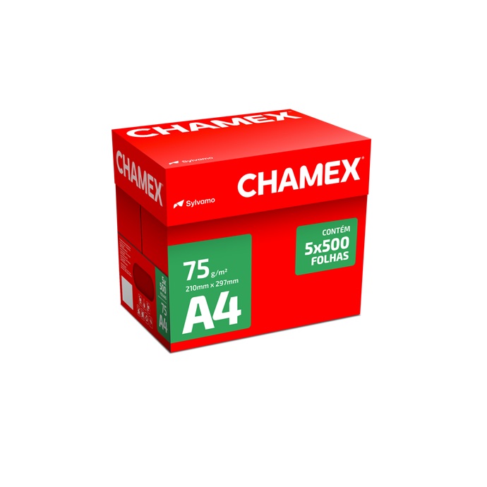 Papel Chamex 210X297 75G Branco A4 Caixa C/5 Pacotes C/500 Fls