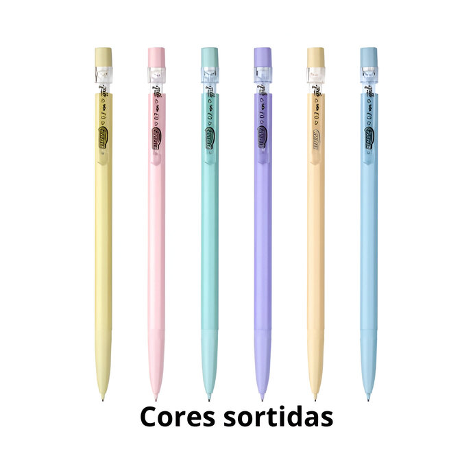 Lapiseira 0.7mm Pastel Clip Transp/Cores Sortidas BRW Ref. LP0711