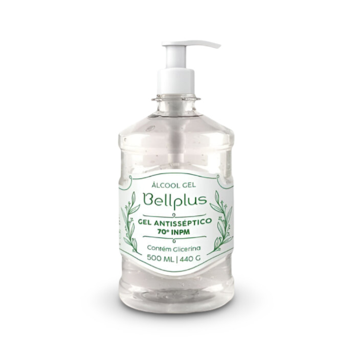 Álcool Gel 500ml Antisséptico 70 Graus Com Válvula Bellplus