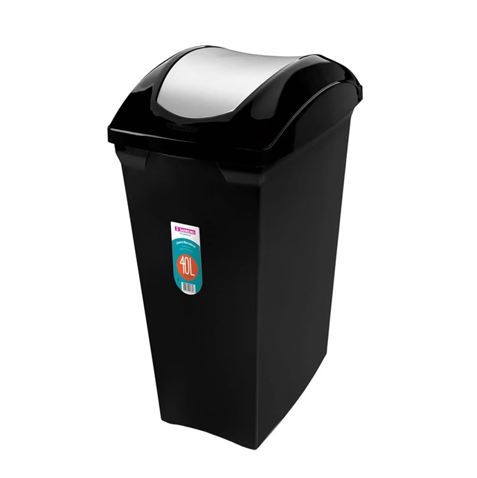 Lixeira 40L Com Tampa Basculante Preta Sanremo Ref. Sr64