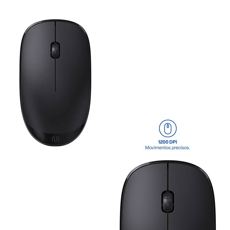 Mouse S/Fio Preto MS300 1200 Dpi MO380 Multilaser