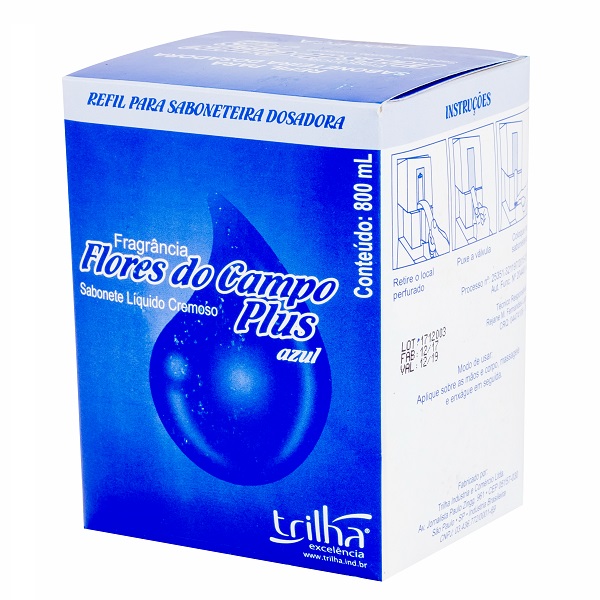 Sabonete Líquido 800ml Cremoso Refil Flores do Campo Plus Azul Trilha