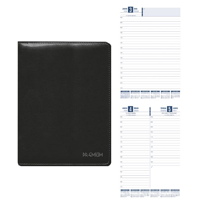 Agenda Anual 2026 C/ 168 Fls. Costurada Premium Courvin Preta