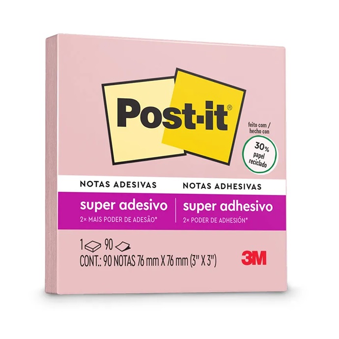 Post-it 76x76mm 1 Bloco Com 90 Fls. Rosa Milênio/Positi 3M Ref. HB004650220