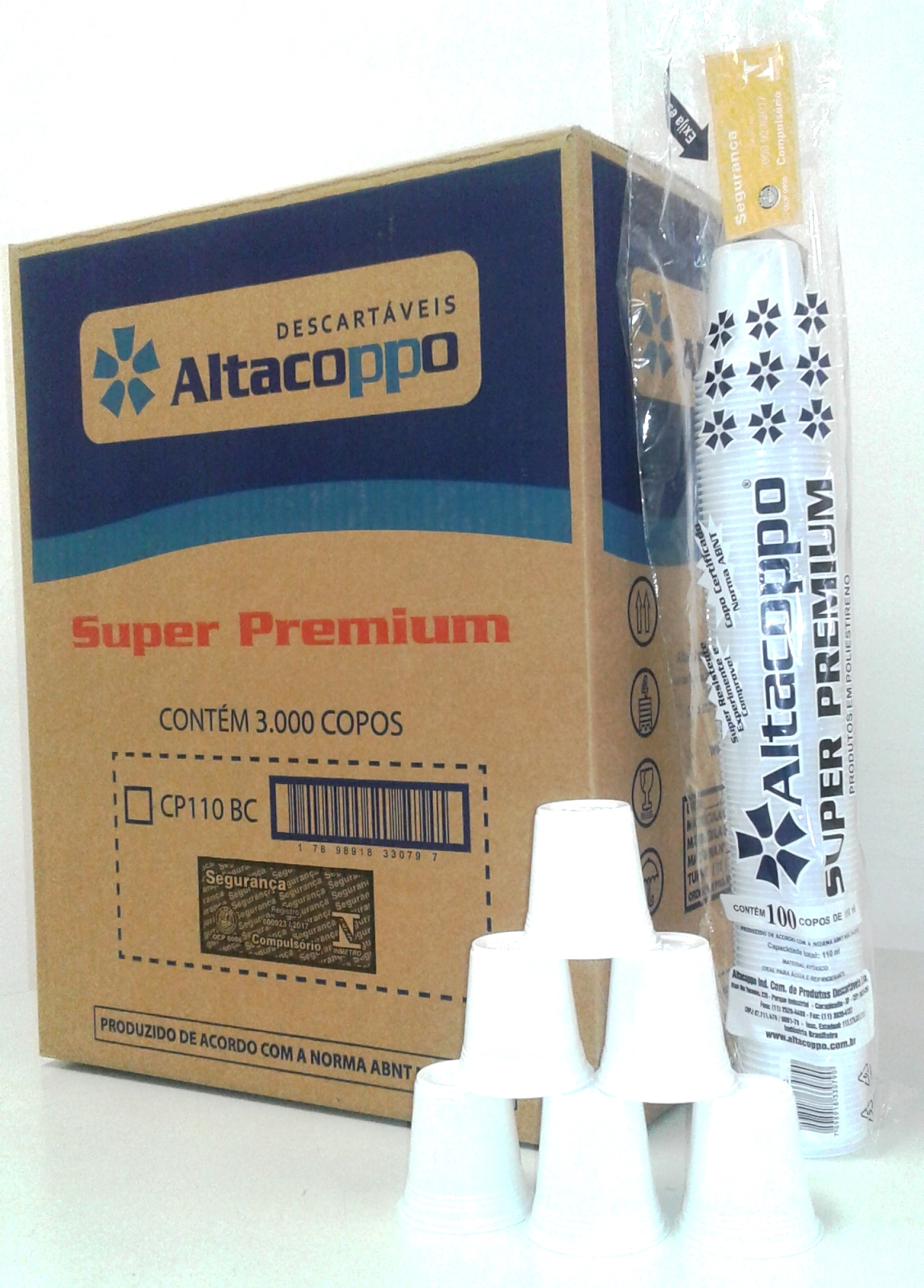 Copo Plástico 80ml C/ 100 UN ABNT (PP) Branco Premium Altacoppo