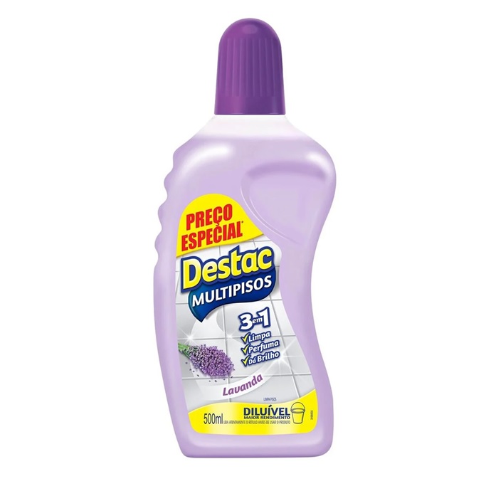 Limpador Líquido Diluível 500ml Multipisos Lavanda Destac