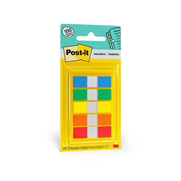 Post-It Flags 100 Fls. Com 5 Cores Sortidas 3M Ref. HB004352223