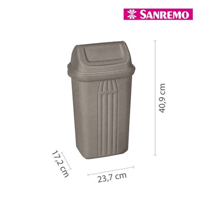 Lixeira 10L Cinza Plástico Basculante Ref.SR281/20 Sanremo