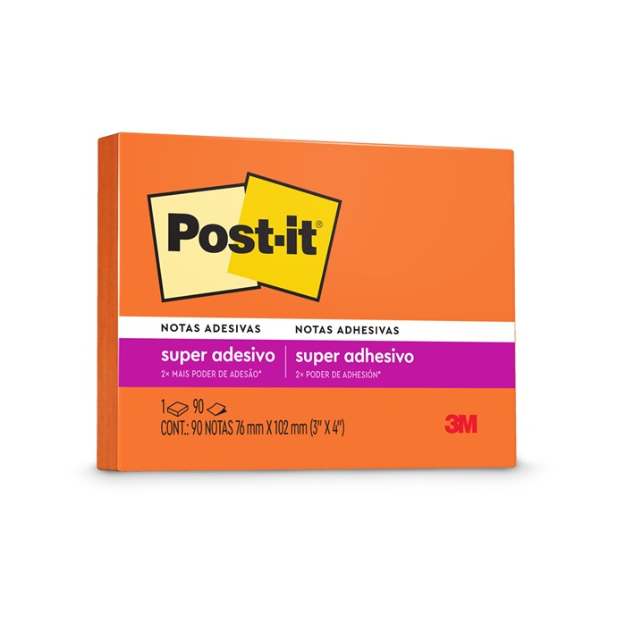Post-it 76x102mm 1 Bloco 90 Fls. Laranja Neon 3M Ref. HB004392112